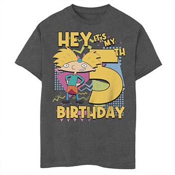 Boys Hey Arnold Birthday Arnold Hey It's My Fifth Birthday Husky Graphic Tee