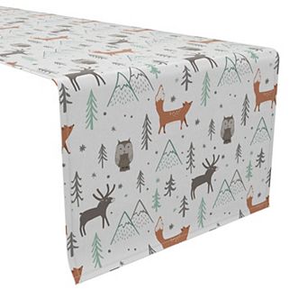 Table Runner, 100% Cotton, 16x108", Winter Forest