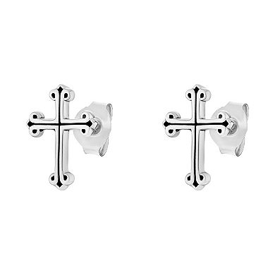 PRIMROSE Sterling Silver Cross Stud Earrings