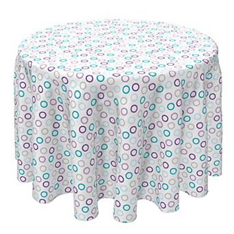 Round Tablecloth, 100% Cotton, 60 Round", Purple and Blue Outlined Dots