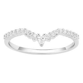 PRIMROSE Sterling Silver Cubic Zirconia V-Band Ring
