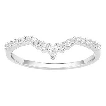 PRIMROSE Sterling Silver Cubic Zirconia V-Band Ring