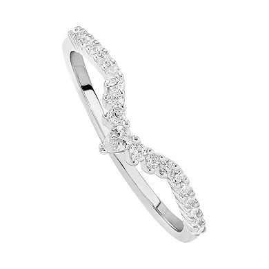 PRIMROSE Sterling Silver Cubic Zirconia V-Band Ring