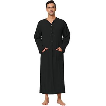 Men's Nightshirt Cotton Sleep Shirt Side Split Long Gown