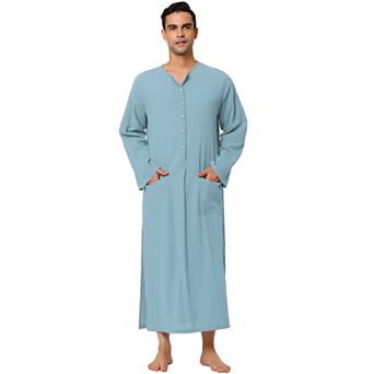 Men's Nightshirt Cotton Sleep Shirt Side Split Long Gown