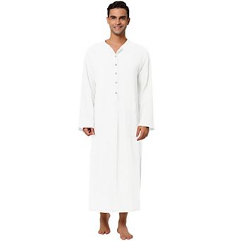 Men's Nightshirt Cotton Sleep Shirt Side Split Long Gown
