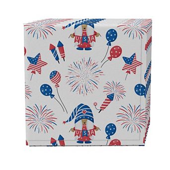 Napkin Set of 4, 100% Cotton, 20x20", 4th of July Design with Gnomes