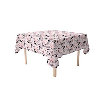 Square Tablecloth, 100% Cotton, 60x60", Cartoon Cats Pink