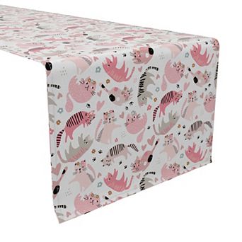 Table Runner, 100% Cotton, 16x90", Princess Kittens