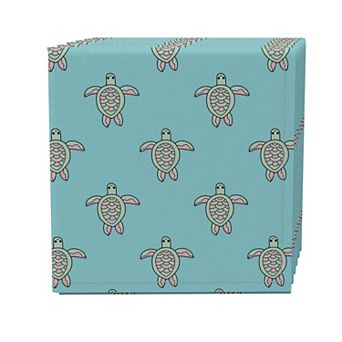 Napkin Set of 4, 100% Cotton, 20x20", Aqua Sea Turtles