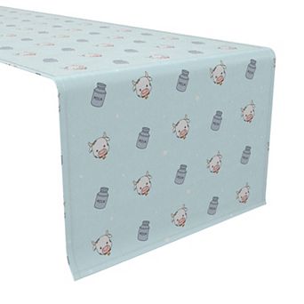 Table Runner, 100% Cotton, 16x108", Cows and Milk Cans