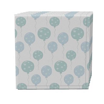 Napkin Set of 4, 100% Cotton, 20x20", Blue Balloons