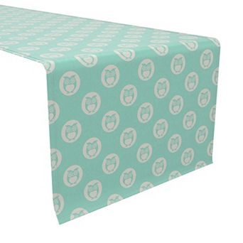 Table Runner, 100% Cotton, 16x72", Polka Dot Owls