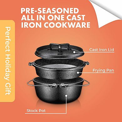 Pre-seasoned Cast Iron Kitchen Cooking Set