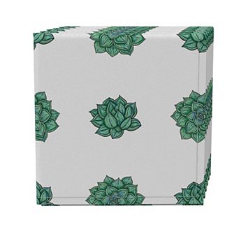 Napkin Set of 4, 100% Cotton, 20x20", Echeveria Plants