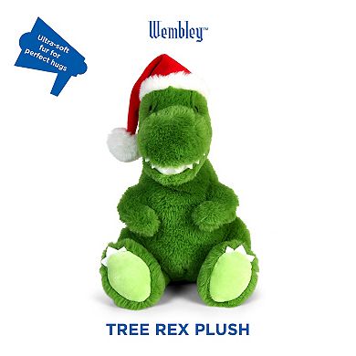 Wembley 9" Toy Plush T-Rex with Holiday Hat