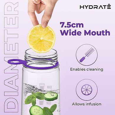 Motivational Water Bottle With Straw And Time Markings, Bpa Free, Drop Proof Sports Bottle