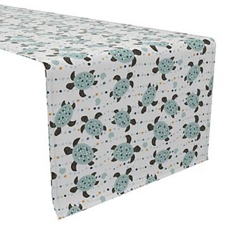 Table Runner, 100% Cotton, 16x108", Patterned Sea Turtles