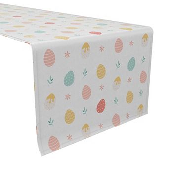 Table Runner, 100% Cotton, 16x108", Happy Easter Eggs