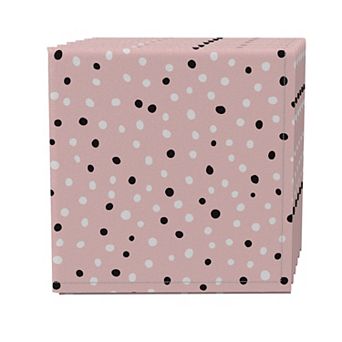 Napkin Set of 4, 100% Cotton, 20x20", Black and White Dots on Pink