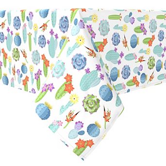 Square Tablecloth, 100% Cotton, 60x60", Floral Cactus Garden