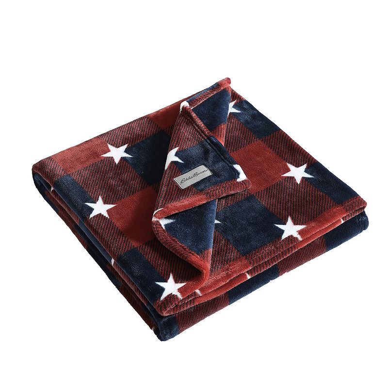 Eddie Bauer Americana Plaid Red Throw Blanket