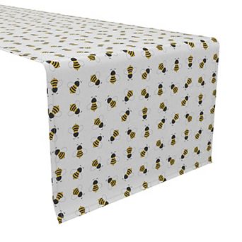 Table Runner, 100% Cotton, 16x90", Bumble Bees Flying