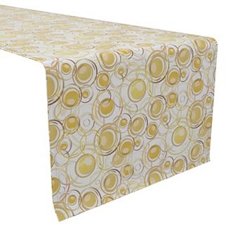 Table Runner, 100% Cotton, 16x108", Golden Dots