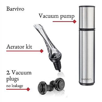 Easy To Use Bottle Stoppers & Vacuum Pump - Keeps Red & White Wine Fresh For Up To 14 Days