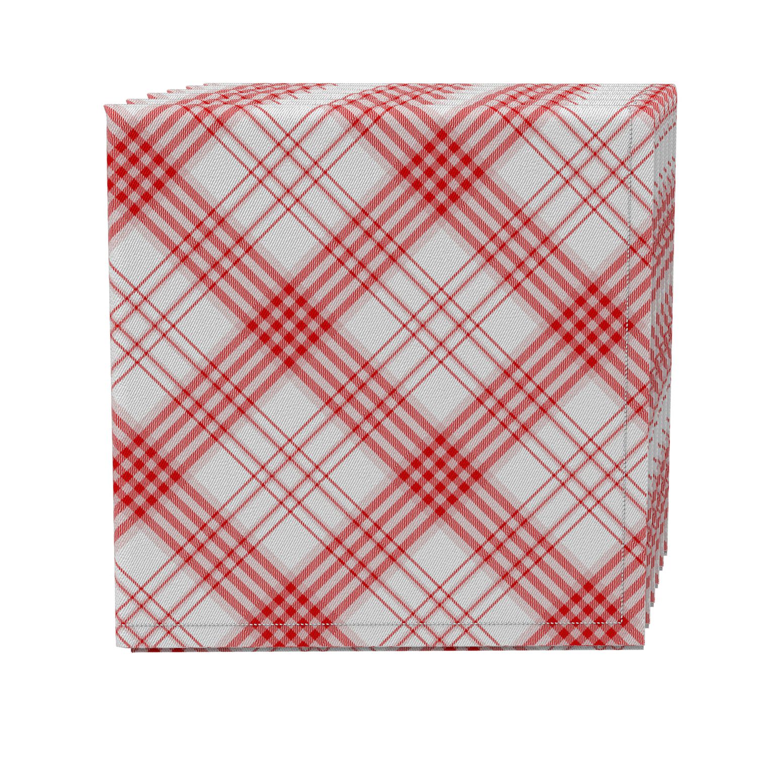 Elrene Home Fashions Christmas Classic Holiday Plaid Cotton Napkins,  Holiday Table Decor, 17 x 17, Set of 8