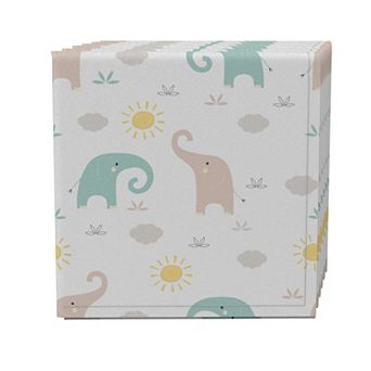 Napkin Set of 4, 100% Cotton, 20x20", Twin Elephants