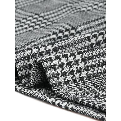 Women's Vintage Houndstooth Round Neck Short Sleeve Office Pencil Sheath Dress