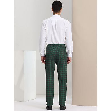 Men's Plaid Dress Pants Formal Business Checked Trousers