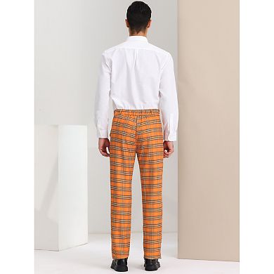 Men's Plaid Dress Pants Formal Business Checked Trousers