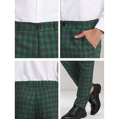 Men's Plaid Dress Pants Formal Business Checked Trousers