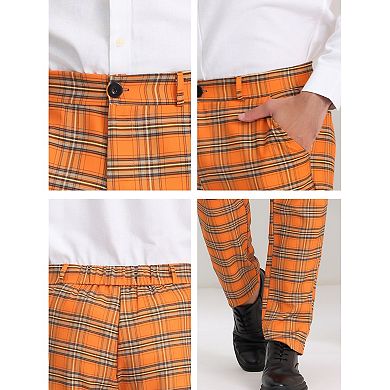 Men's Plaid Dress Pants Formal Business Checked Trousers