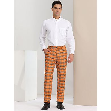 Men's Plaid Dress Pants Formal Business Checked Trousers