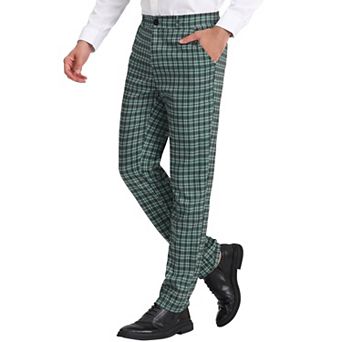Men's Plaid Dress Pants Formal Business Checked Trousers