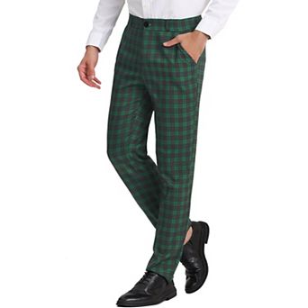 Men's Plaid Dress Pants Formal Business Checked Trousers