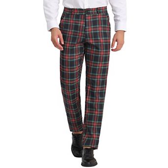 Men's Plaid Dress Pants Formal Business Checked Trousers