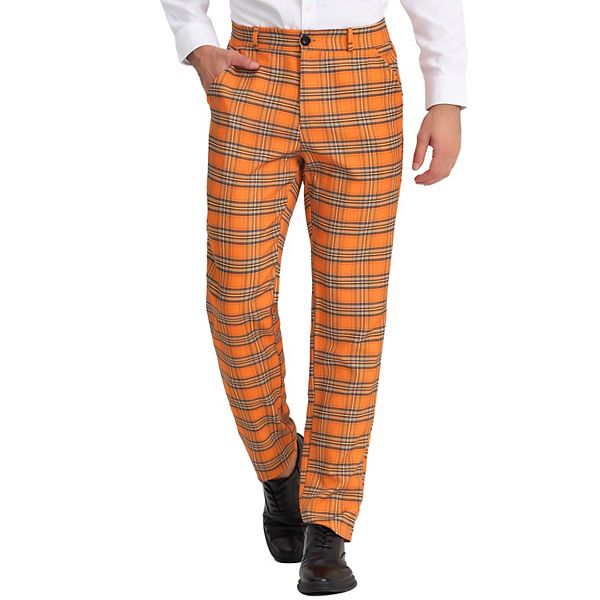 Men's Plaid Dress Pants Formal Business Checked Trousers