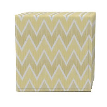 Napkin Set of 4, 100% Cotton, 20x20", Yellow Ikat Chevron