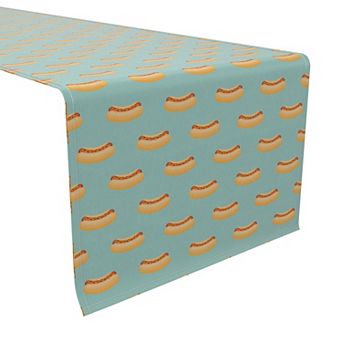 Table Runner, 100% Cotton, 16x108", Hotdog Design