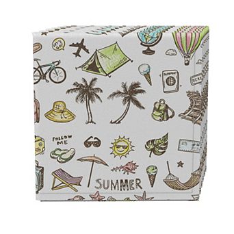 Napkin Set of 4, 100% Cotton, 20x20", Summertime Icons