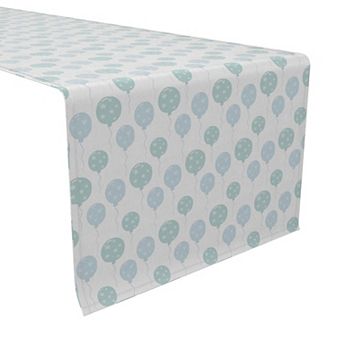 Table Runner, 100% Cotton, 16x72", Blue Balloons