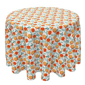 Round Tablecloth, 100% Cotton, 60 Round", Apricots and Leaves