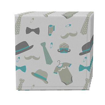 Napkin Set of 4, 100% Cotton, 20x20", Mr. Little Man