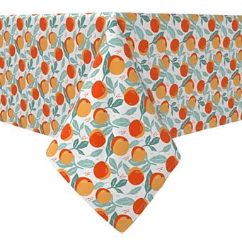 Square Tablecloth, 100% Cotton, 60x60", Apricots and Leaves