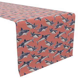 Table Runner, 100% Cotton, 16x90", Shark Background
