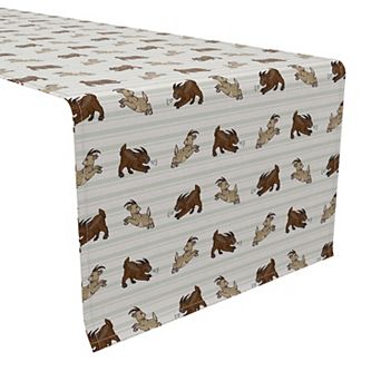 Table Runner, 100% Cotton, 16x90", Jumping Goats
